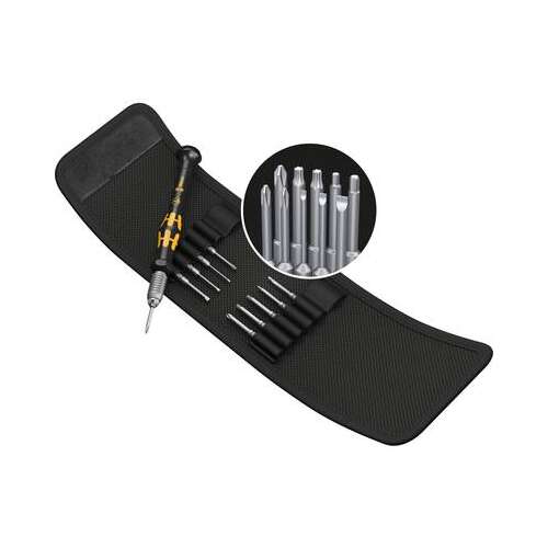 Set de șurubelnițe Wera Kraftform Micro ESD cu 10 biți într-o husă neagră
