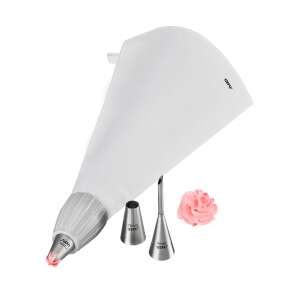 Gefu Decore 14330 habzsák készlet 3 rozsdamentes acél díszítőcsővel, sütemények, sütemények és egyéb desszertek díszítéséhez - Gefu