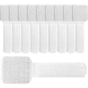 Label the Cable 3120 Curele de perete, 10 bucăți, albe, suporturi autoadezive pentru cabluri cu cârlig și buclă, pentru organizarea cablurilor și firelor - Legături de cablu