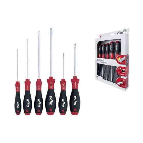 Wiha SoftFinish 6 részes csavarhúzó készlet lapos és Pozidriv pengékkel