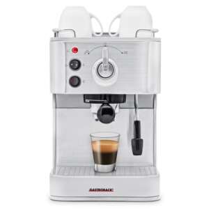 Gastroback Design Espresso Plus coffee machine, stainless steel, with a cup of espresso - Bean-to-cup coffee machines