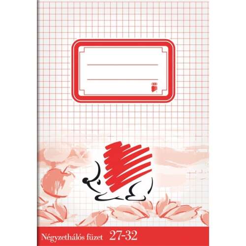 ICO Hedgehog A5 Notebook, 27-32 squared pages, red cover