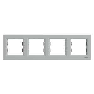 Schneider ASFORA 4-fach horizontaler Aluminiumrahmen - Schneider Rahmen für Schalter