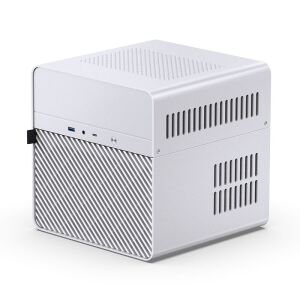 Schräge Ansicht des Jonsbo N2 Mini-ITX Weißen PC-Gehäuses - Computergehäuse