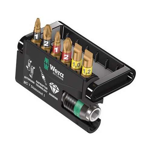 Wera Bit-Check 7 Diamond 1 05057416001 7-teiliges Bit-Set mit Pozidriv, Phillips und Schlitz-Bits