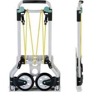 Wolfcraft TS600 Skladací hliníkový ručný vozík, nosnosť 70 kg, strieborný a čierny, s dvoma kolesami - Wolfcraft