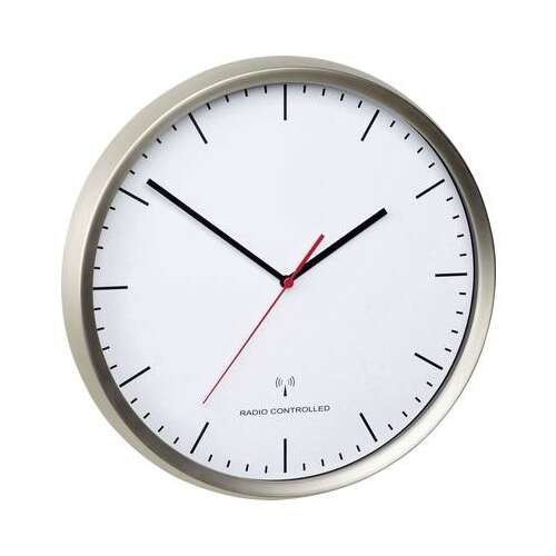 TFA 60.3521.02 Rádiójel vezérelt falióra, 305 mm, rozsdamentes acél