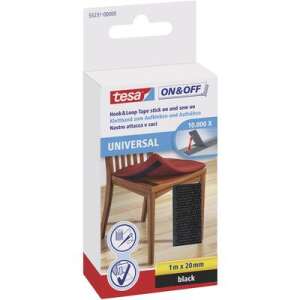 Tesa öntapadós tépőzár, tépőzáras ragasztószalag 1000 mm x 20 mm fekete TESA On & Off 55231-00-01
