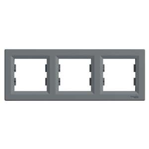 Schneider ASFORA Dreifachrahmen horizontal Stahl, grau - Schneider Rahmen für Schalter
