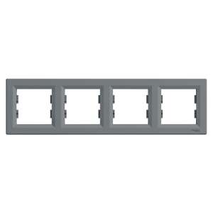 Schneider ASFORA Cadru orizontal 4 module, oțel, gri - Rame pentru întrerupătoare