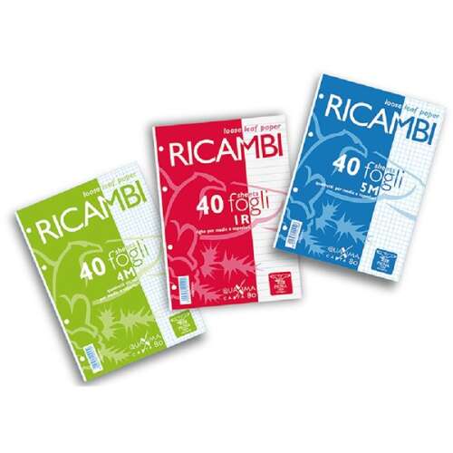 Pigna Ricambi A4 40 foi de hârtie cu foi libere, 3 culori diferite