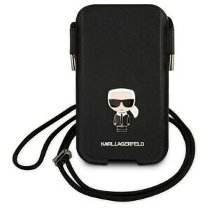 Karl Lagerfeld Ikonik Schwarze Handyhülle mit Riemen für 6,1-Zoll-Telefone - Karl Lagerfeld Handyhüllen