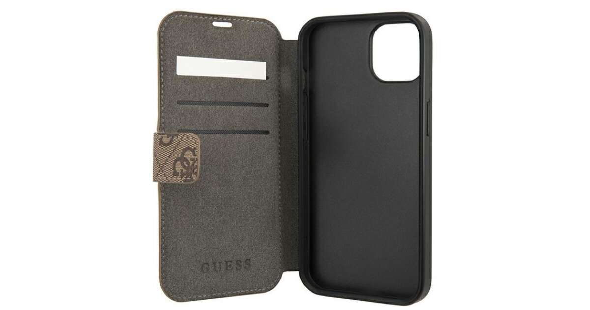 Guess GUHCP13SKC4GBGO IPhone 13 Mini 5,4 Átlátszó Keménytok 4G Barna Szijjal Arany Lanccal