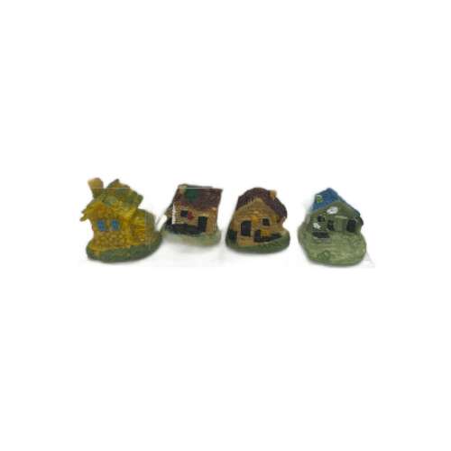 4 db miniatűr házikó, 3x3,5cm, modellépítéshez vagy dekorációhoz - Dísztárgy