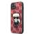 Karl Lagerfeld iPhone 13 mini red case with Karl Lagerfeld monogram and 3D patch