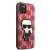 Karl Lagerfeld iPhone 13 mini red case with Karl Lagerfeld monogram and 3D patch