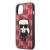 Karl Lagerfeld iPhone 13 mini red case with Karl Lagerfeld monogram and 3D patch