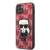 Karl Lagerfeld iPhone 13 mini red case with Karl Lagerfeld monogram and 3D patch