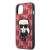 Karl Lagerfeld iPhone 13 mini red case with Karl Lagerfeld monogram and 3D patch