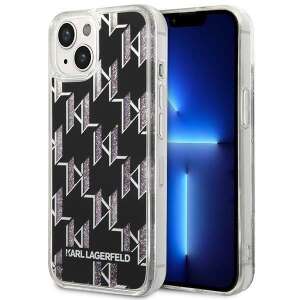Karl Lagerfeld Liquid Glitter Monogram iPhone 14 Plus 6,7 Zoll schwarzes Hardcase - Karl Lagerfeld Handyhüllen
