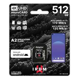 GOODRAM memóriakártya IRDM M2AA 512GB (microSDXC - Class A2, UHS-1) + SD adapter 70513351 