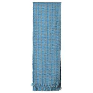 Blue checkered wool scarf with fringe, Gant - Women's scarf