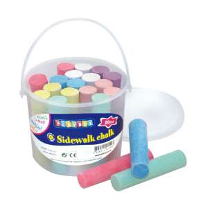 Playbox 20 piece sidewalk chalk set in a clear plastic bucket with a lid - Playbox