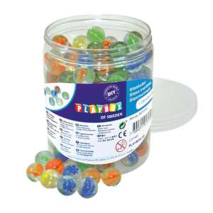 Playbox 150 piece 16mm glass marbles in a jar, assorted colors - Playbox