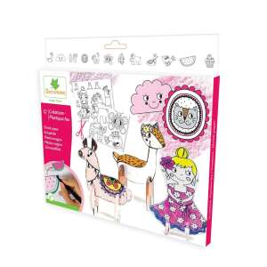 Sycomore Zestaw do tworzenia figurek z folii termokurczliwej dla dziewczynek - 12 figurek - Gra na instrumencie muzycznym, Deska kreślarska, tablica do pisania, Zestaw artykułów piśmiennych, Kreatywna zabawa, Deska kreślarska i Filctoll