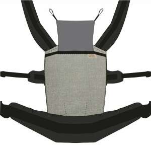 NANDU Bébi Csatos állítható hordozó - mintás szürke-fekete baba hordozó, elülső nézet - Nandu