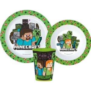 Minecraft étkészlet, micro műanyag szett 32005309 Gyerek tányér, evőeszköz, étkészlet