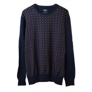 State of Art sötétkék mintás férfi pulóver, elölnézet - Férfiaknak