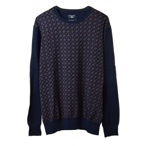 State of Art sötétkék mintás férfi pulóver, elölnézet