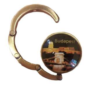 Carmani Táskatartó 4,5x4,5x1,5cm, fém keret, díszdobozban, Budapest éjjel - Táskafogas