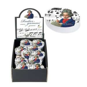 Beethoven radír, ovális alakú, zenei jegyekkel és Beethoven portréval, Fridolin márka - Radír