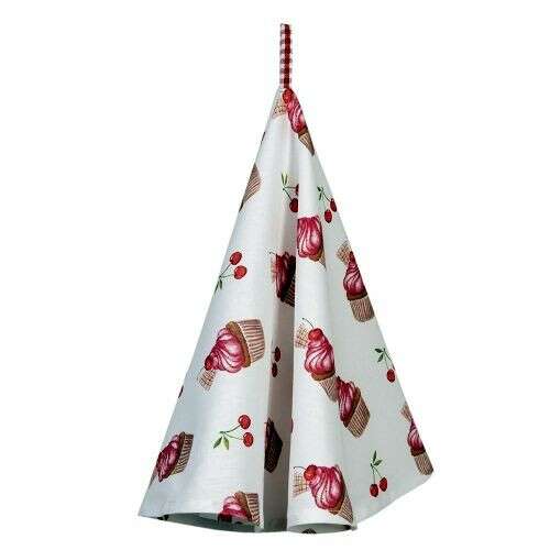 Clayre-Eef 80cm 100% pamut konyharuha cseresznye cupcake mintával - Clayre & Eef