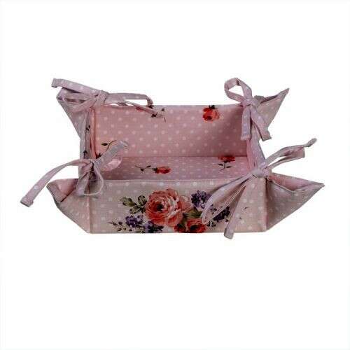 Clayre-Eef kenyérkosár, 35x35cm, 100% pamut, Dotty Rose mintával - Clayre & Eef