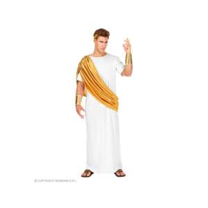 Caesar costume for men, size S, white toga, gold laurel wreath, gold bracelets, Roman emperor costume - Costumes for adult