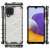 Honeycomb case for Samsung Galaxy A22 4G, clear TPU bumper, black accents, honeycomb pattern, all sides view