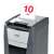 REXEL Optimum AutoFeed+ 225X paper shredder, close-up of manual feed slot, showing 10 sheets capacity