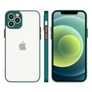 Milky Case for iPhone 12 Pro Max, green silicone case with frosted back, clear sides, camera protection - Phone Case