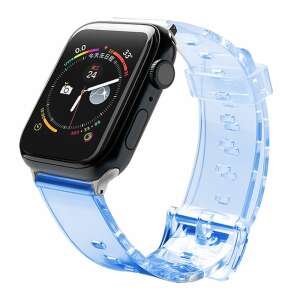 Niebieski przezroczysty pasek do Apple Watch, 40mm / 38mm, kompatybilny z Apple Watch Series 6, 5, 4, 3, 2, SE - Pasek do inteligentnego zegarka