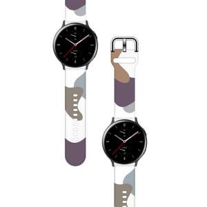 Samsung Galaxy Watch 42mm camo strap, white silicone strap with brown and purple camo pattern - Smart watch strap