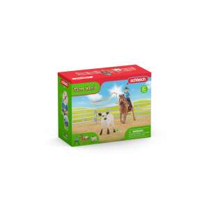 Schleich Farm World Cowgirl on Horse with Lasso and Calf Playset Box - Figure