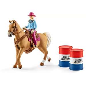 Schleich Farm World Barrel Racing Cowgirl and Horse Figurine Set - Figure