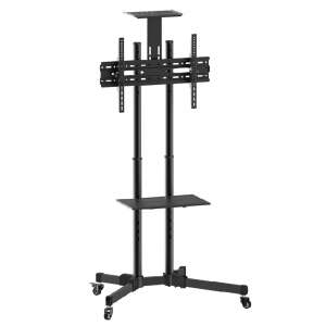 Reflecta TV Stand 70VCE-Shelf, fekete, mobil TV állvány kerekekkel, 37-70 hüvelykes LCD TV-khez, 2 polccal - Reflecta