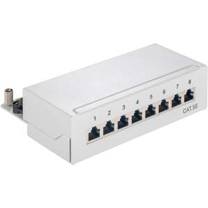 Goobay 68882 CAT 5e Patch Panel, 8 Port, weiß, Vorderansicht - Patchpanels