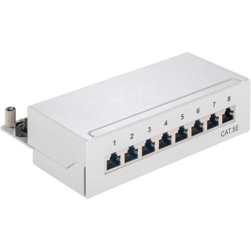 Goobay 68882 CAT 5e Patch Panel, 8 Port, weiß, Vorderansicht