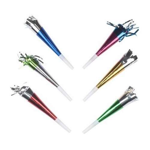 6er Pack Party-Tröten, verschiedene Farben, Silvesterparty-Zubehör