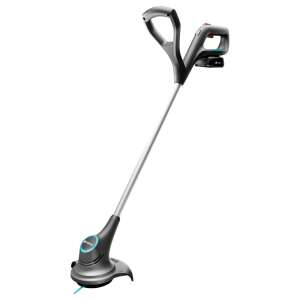 Gardena SmallCut 23/18V P4A cordless grass trimmer, grey and blue, on white background - Garden